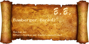 Bamberger Benkő névjegykártya